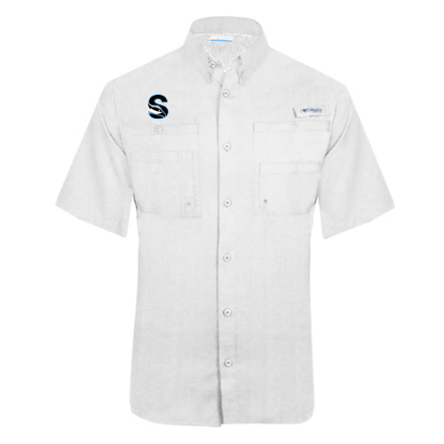  Columbia White Tamiami Performance Short Sleeve Shirt - Secondary Logo