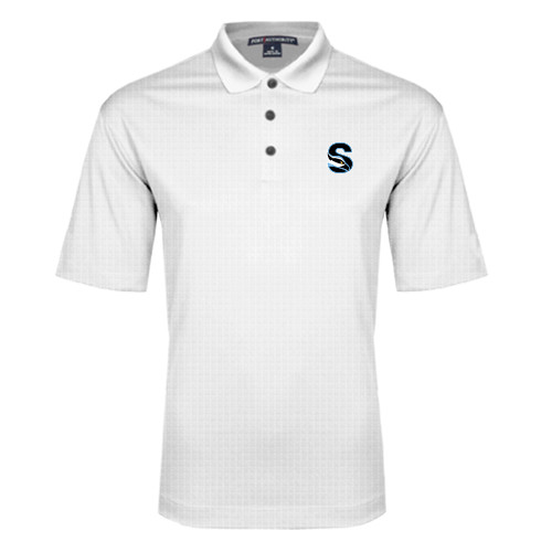  White Performance Fine Jacquard Polo - Secondary Logo