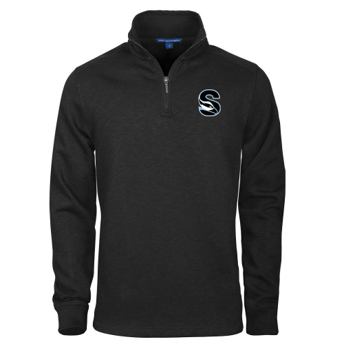  Black Slub Fleece 1/4 Zip Pullover - Secondary Logo