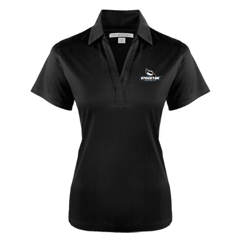  Womens Black Performance Fine Jacquard Polo - Official Logo