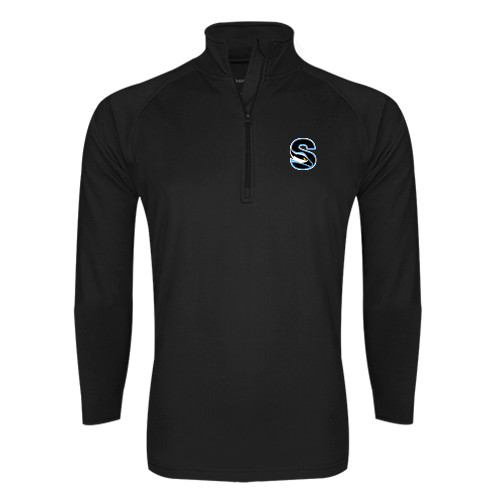  Sport Tek Black Sport Wick Stretch 1/2 Zip Pullover - Secondary Logo