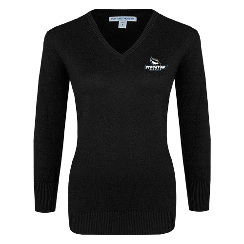  Womens Black VNeck Sweater - Official Logo