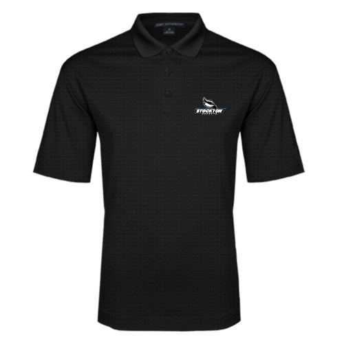  Black Performance Fine Jacquard Polo - Official Logo