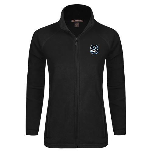  Womens Black Fleece Full Zip Jacket - Secondary Logo