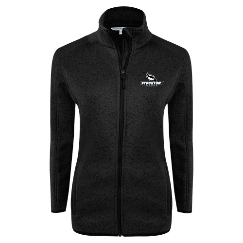 Womens Black Heather Fleece Jacket - Official Logo
