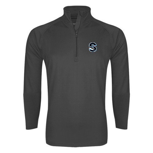  Sport Tek Charcoal Sport Wick Stretch 1/2 Zip Pullover - Secondary Logo