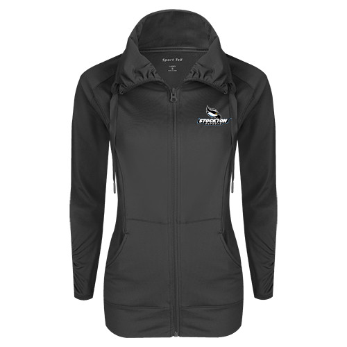  Womens Charcoal Sport Wick Stretch Full Zip Jacket - Official Logo