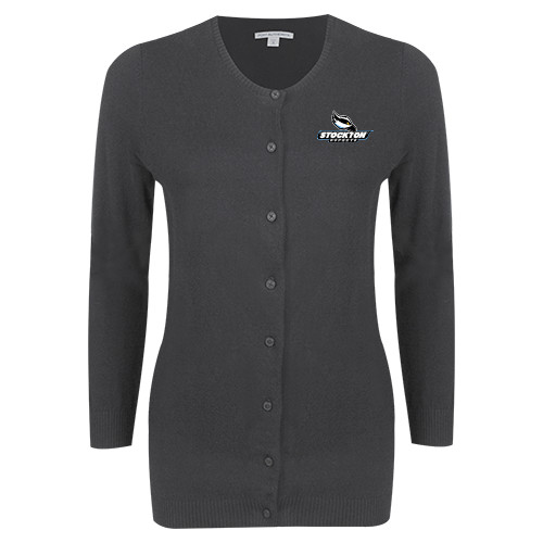  Womens Charcoal Cardigan Sweater - Official Logo