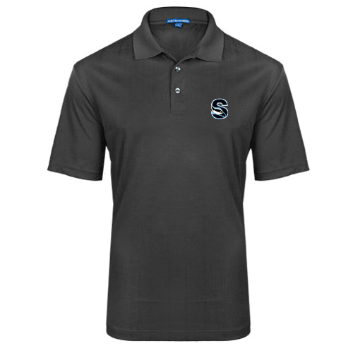 Charcoal Performance Fine Jacquard Polo - Secondary Logo
