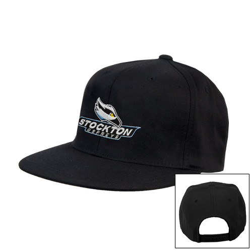  Black Flat Bill Snapback Hat - Official Logo