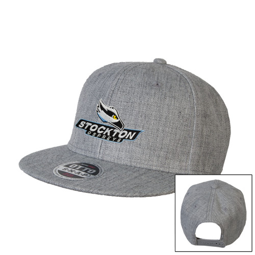  Heather Grey Wool Blend Flat Bill Snapback Hat - Official Logo