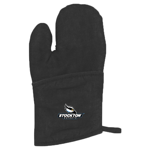  Quilted Canvas Black Oven Mitt - Official Logo