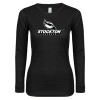 Thumbnail image for  Womens Black Long Sleeve V Neck Tee 