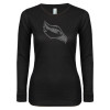 Thumbnail image for  Womens Black Long Sleeve V Neck Tee 