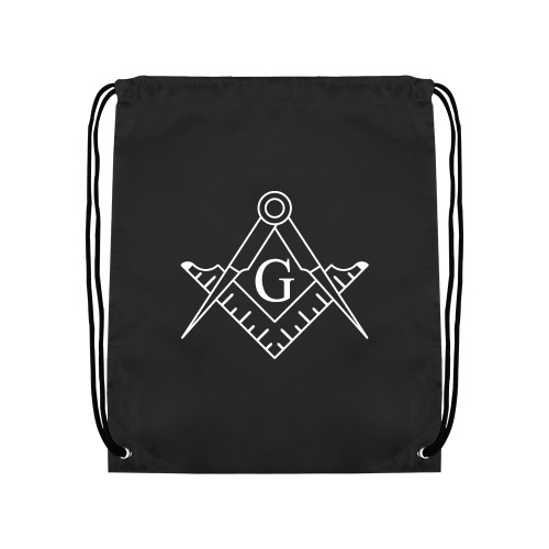  Black Drawstring Backpack - Square and Compass with G