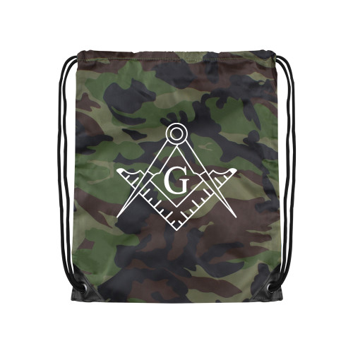  Camo Drawstring Backpack - Square and Compass with G