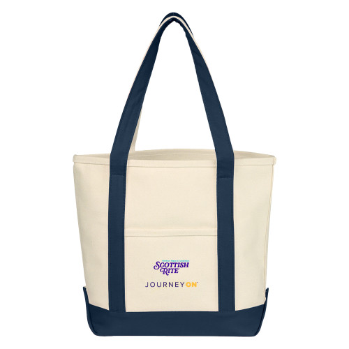  Cotton Canvas Natural/Navy Tote Bag - Scottish Rite - Journey On Vertical