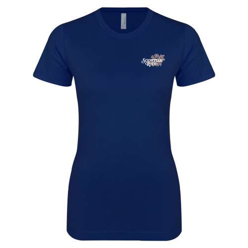  Next Level Womens Navy Boyfriend Tee - Scottish Rite Mauve Floral