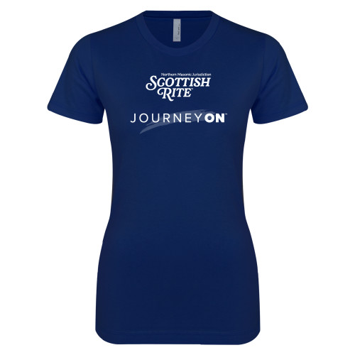  Next Level Womens Navy Boyfriend Tee - Scottish Rite - Journey On Vertical