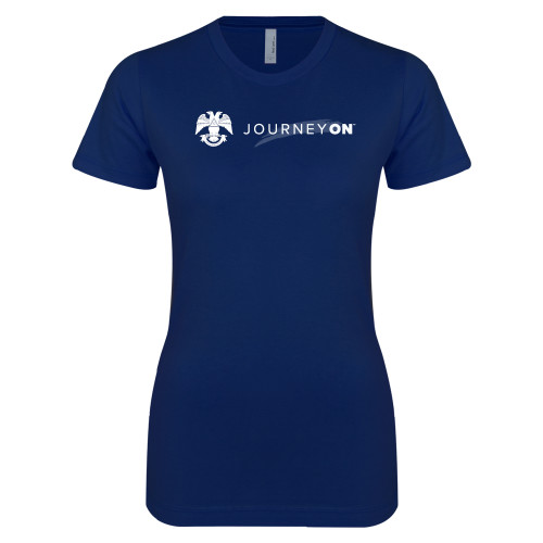  Next Level Womens Navy Boyfriend Tee - 32 Eagle Freemasons - Journey On Wordmark