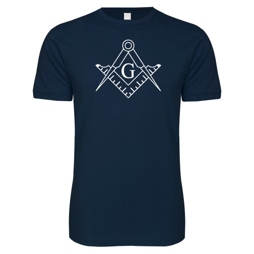  Next Level Navy SoftStyle T Shirt - Square and Compass with G