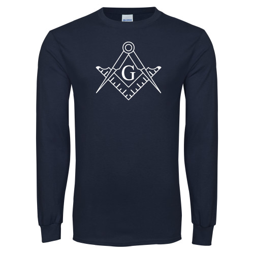  Navy Long Sleeve T-Shirt - Square and Compass with G