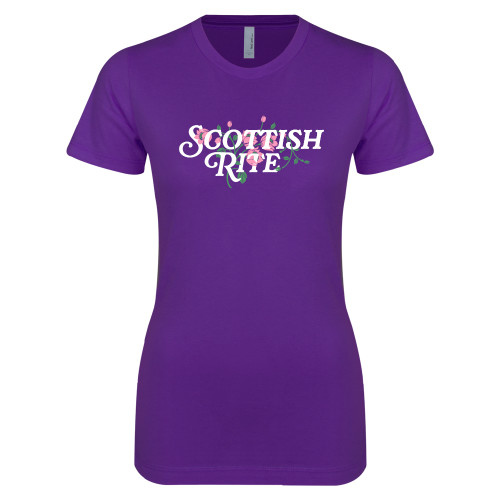  Next Level Womens Purple Boyfriend Tee - Scottish Rite Pink Floral