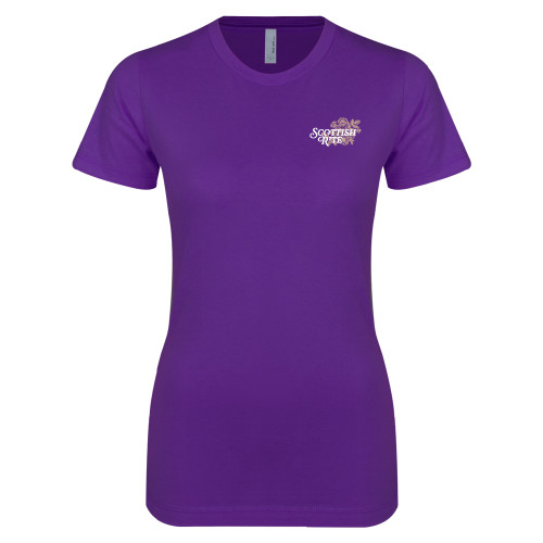  Next Level Womens Purple Boyfriend Tee - Scottish Rite Mauve Floral