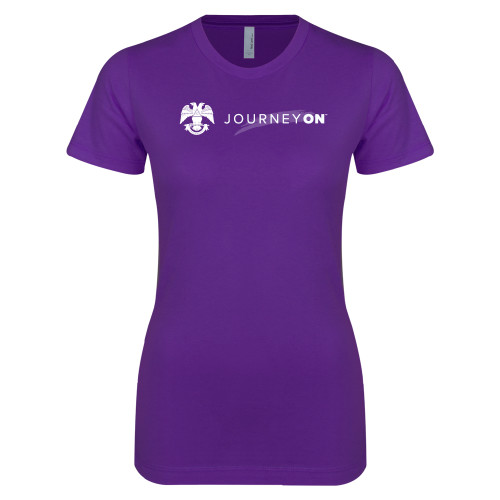  Next Level Womens Purple Boyfriend Tee - 32 Eagle Freemasons - Journey On Wordmark
