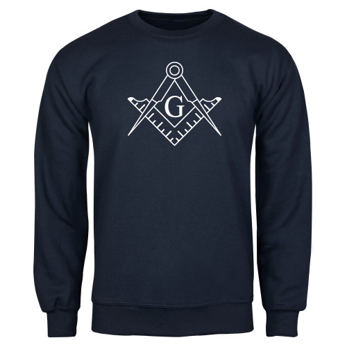  Navy Fleece Crew - Square and Compass with G