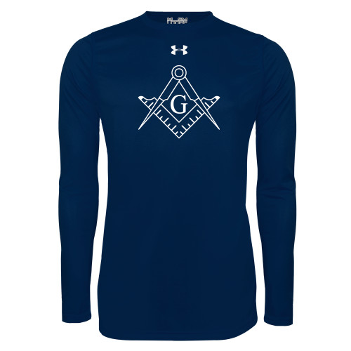  Under Armour Navy Long Sleeve Tech Tee - Square and Compass with G