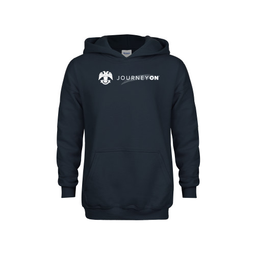  Youth Navy Fleece Hoodie - 32 Eagle Freemasons - Journey On Wordmark