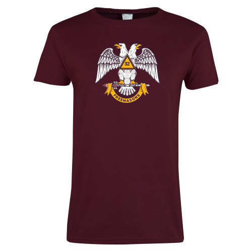  Womens Maroon Short Sleeve Tee - Freemasons