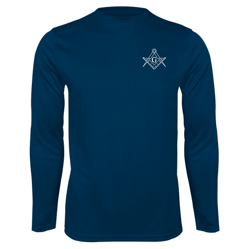  Navy Performance Long Sleeve Shirt - Square and Compass with G