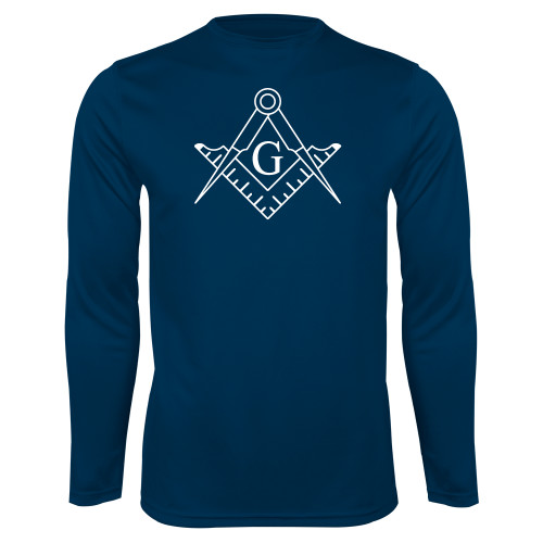  Navy Performance Long Sleeve Shirt - Square and Compass with G