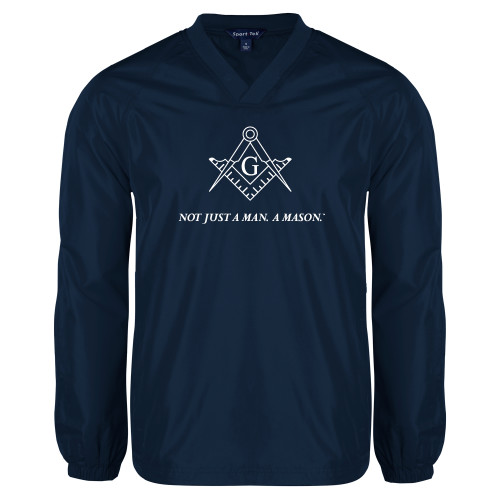  Navy V Neck Raglan Windshirt - Not Just A Man A Mason