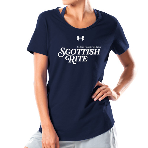 Under Armour Womens Navy Charged Cotton Tee - Scottish Rite