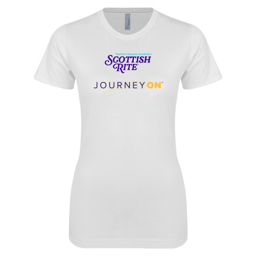  Next Level Womens White Boyfriend Tee - Scottish Rite - Journey On Vertical