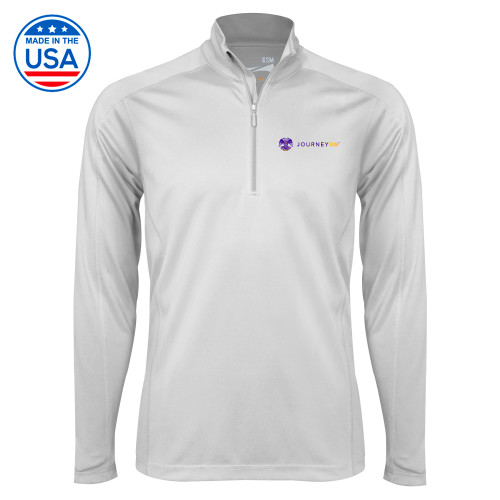  Syntrel White Interlock 1/4 Zip - 32 Eagle Freemasons - Journey On Wordmark