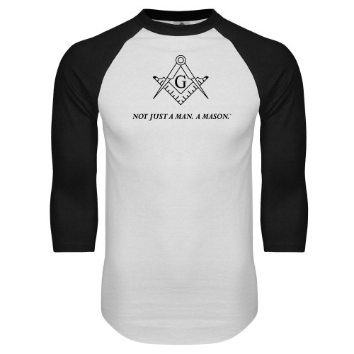  White/Black Raglan Baseball T Shirt - Not Just A Man A Mason