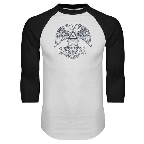  White/Black Raglan Baseball T Shirt - Freemasons