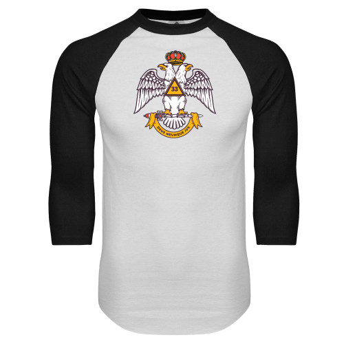  White/Black Raglan Baseball T Shirt - Deus Meumque Jus