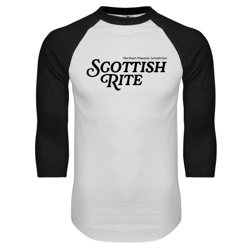  White/Black Raglan Baseball T Shirt - Scottish Rite