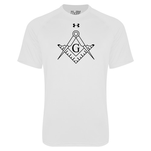  Under Armour White Tech Tee - Square and Compass with G