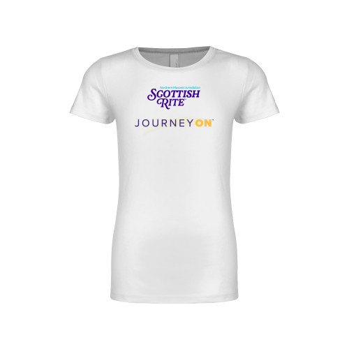  Next Level Girls White Fashion Fit T Shirt - Scottish Rite - Journey On Vertical