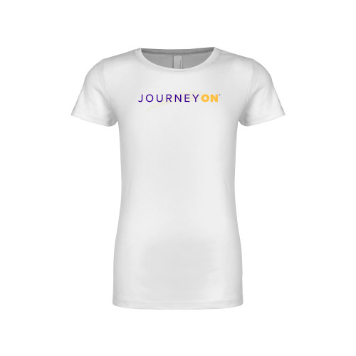  Next Level Girls White Fashion Fit T Shirt - Journey On Wordmark