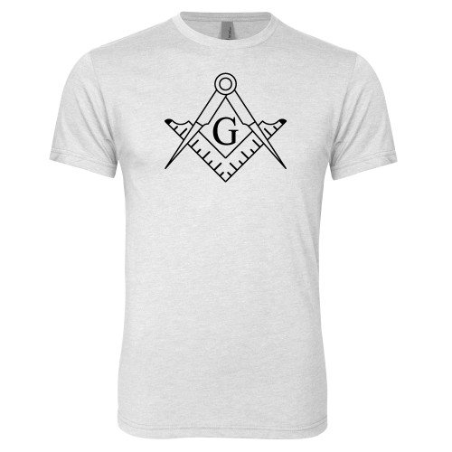  Next Level Heather White Triblend Tee - Square and Compass with G