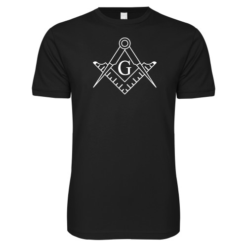  Next Level Black SoftStyle T Shirt - Square and Compass with G