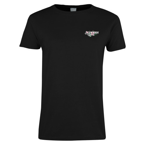  Womens Black Short Sleeve Tee - Scottish Rite Pink Floral