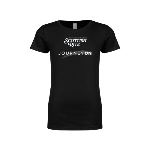  Next Level Girls Black Fashion Fit T Shirt - Scottish Rite - Journey On Vertical